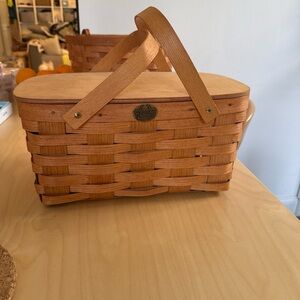 Peterboro basket co. Picnic time bike basket with lid and handle new nwt